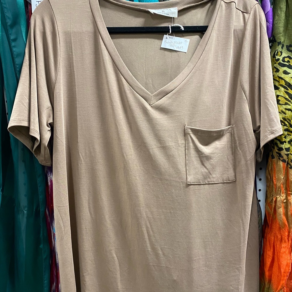 Pocket tee! Brownish in color!